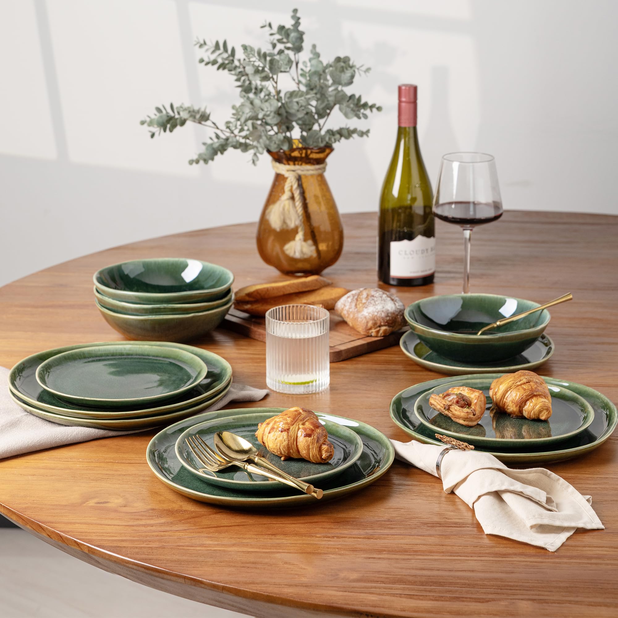 AmorArc Ceramic Dinnerware Sets for 8, 24Pcs Plates and Bowls Sets Dishes