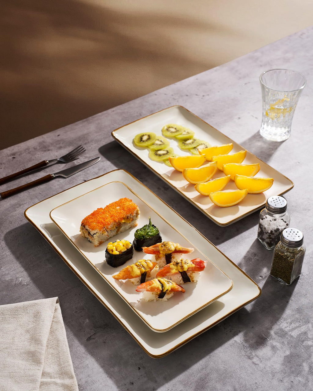 Famiware Serving Platters Set of 3 Sizes - Rectangular, Vanilla White