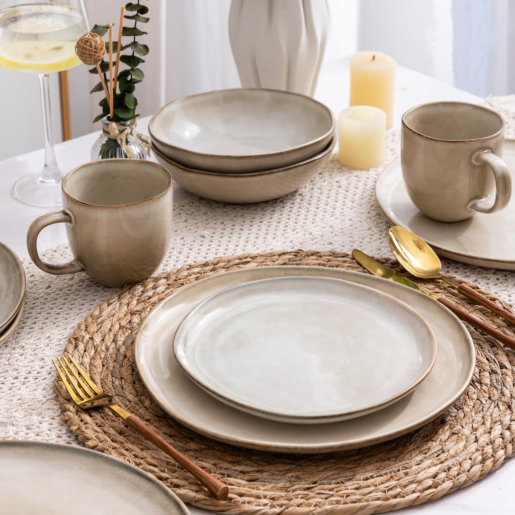 AmorArc Ceramic Dinnerware Sets for 8, 24Pcs Plates and Bowls Sets Dishes