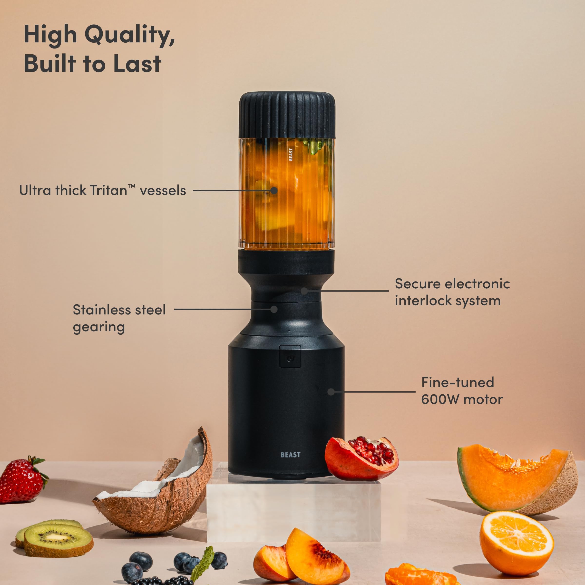 Beast Mini Blender Plus, Countertop Blender, Carbon Black, 600W