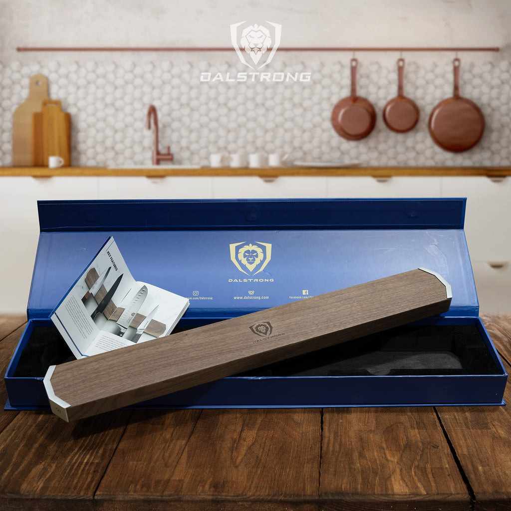 DALSTRONG Magnetic Knife Holder Wall - Premium North American Walnut Wood - Knife Magnetic Strip - Aluminum Frame - 18" x 2.5" - Powerful Magnet Kitchen Bar - Easy Mount - Safely Display your Knives