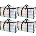 BALEINE 4-Pack Oversized Moving Bags with Reinforced Handles, Heavy-Duty Storage Tote for Clothes, Moving Supplies (Clear, 4-Pack)