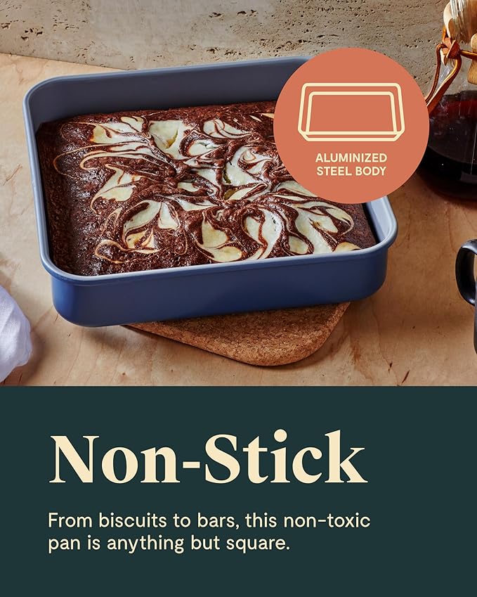 Caraway Non-Stick Ceramic 9” Square Pan - Naturally Slick Ceramic Coating - Non-Toxic, PTFE & PFOA Free - Perfect for Brownies, Lemon Bars, Cakes, & More - Black