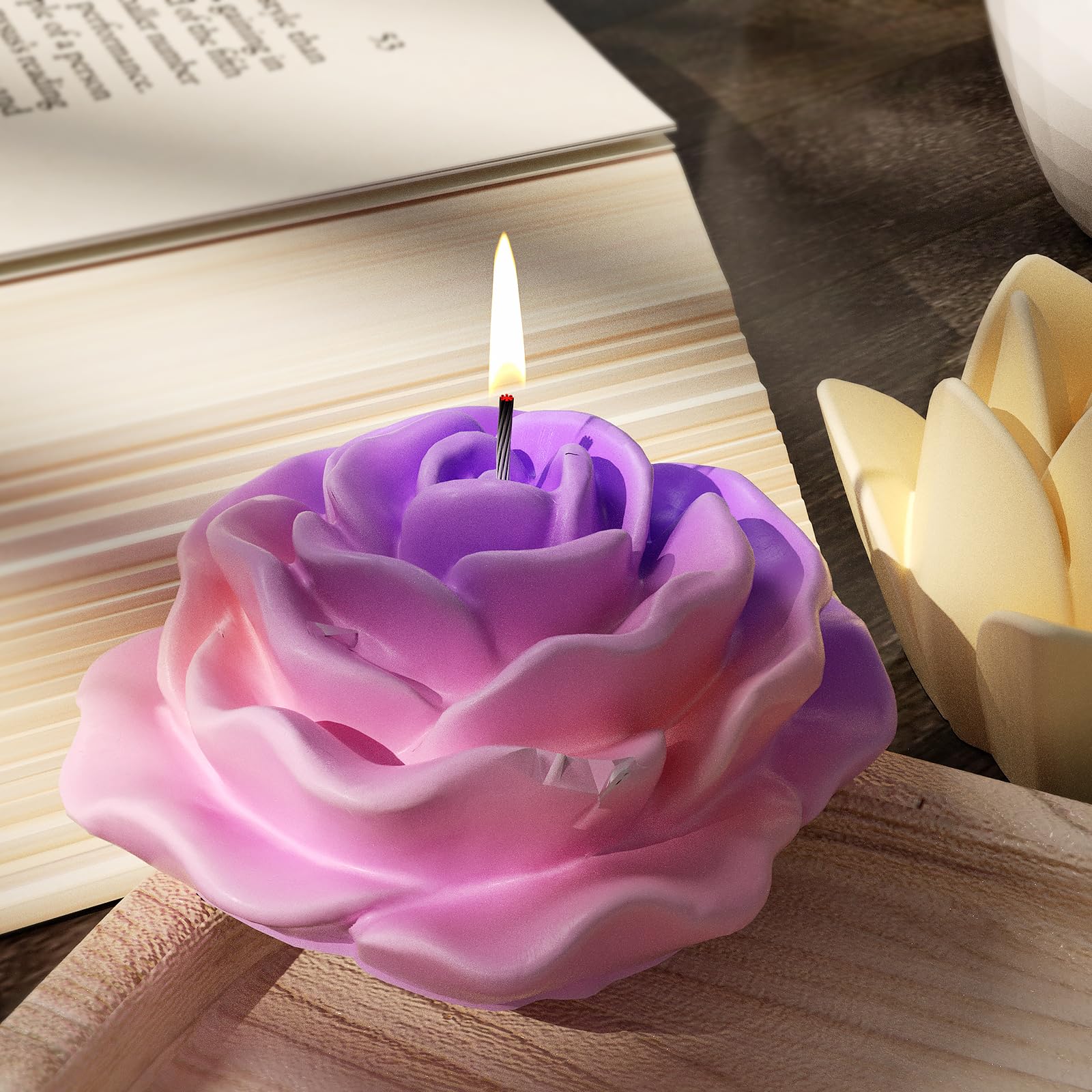 9 Pack Flower Succulent Candle Mold Resin Casting Silicone Molds for Home Decor & Candle Making Wave Spiral Mold