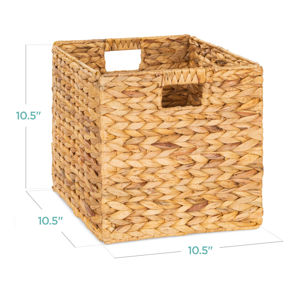 Best Choice Products 10.5x10.5in Pack of 5 Cube Storage Baskets, Water Hyacinth Multipurpose Collapsible Organizers, Handwoven Laundry Totes for Laundry, Living Room, Kids Room & Nursery - Natural