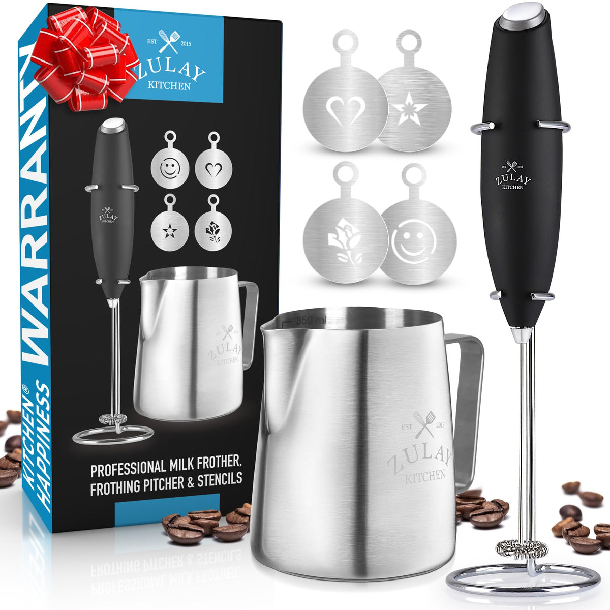 Zulay Powerful Milk Frother for Coffee with Upgraded Titanium Motor - Handheld Electric Whisk, Milk Foamer, Mini Mixer & Coffee Blender for Frappe, Latte, Matcha, No Stand - Pristine Teal