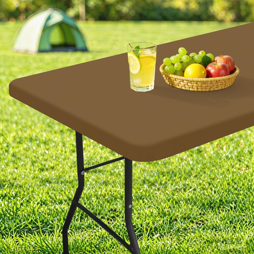 homing Rectangle Table Cloth Cover 4 Foot Brown Elastic Fitted Tablecloth