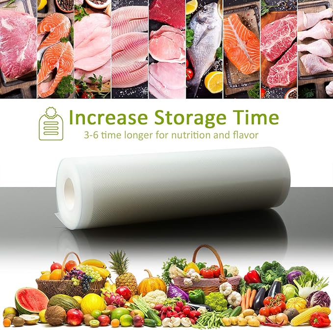 6 Pack 11"x20'(3Rolls) and 8"x20' (3Rolls)Thickened Vacuum Sealer Bags , Smell-Proof, Puncture Prevention, Heavy duty for POTANE, Food Saver, Great for Vacuum storage,Meal Prep or Sous Vide