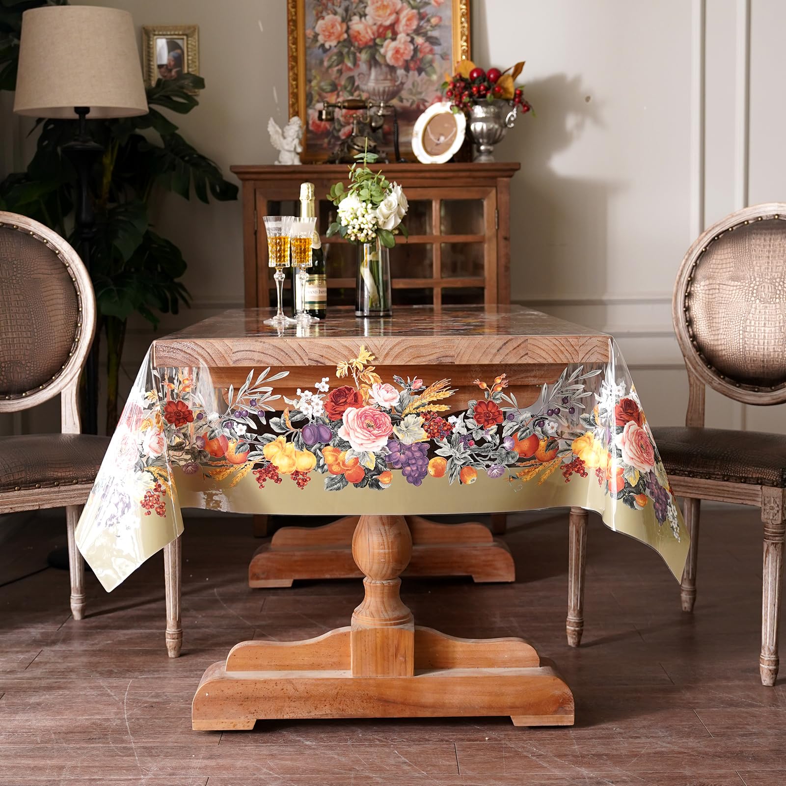 Artbloss Clear Table Cover Protector Vinyl PVC Table Cloth, 55" x 120"