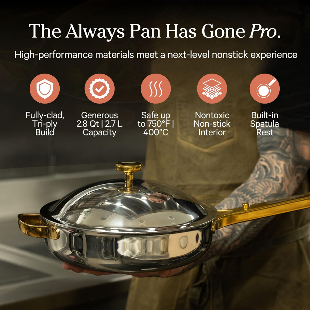 Our Place Titanium Pro Cookware Duo | 6-Piece Tri-Ply Titanium Cookware Set with Always Pan Pro & Perfect Pot Pro | Non-Toxic No-Coating Nonstick | Induction & Oven-Safe up to 750°F | Gold