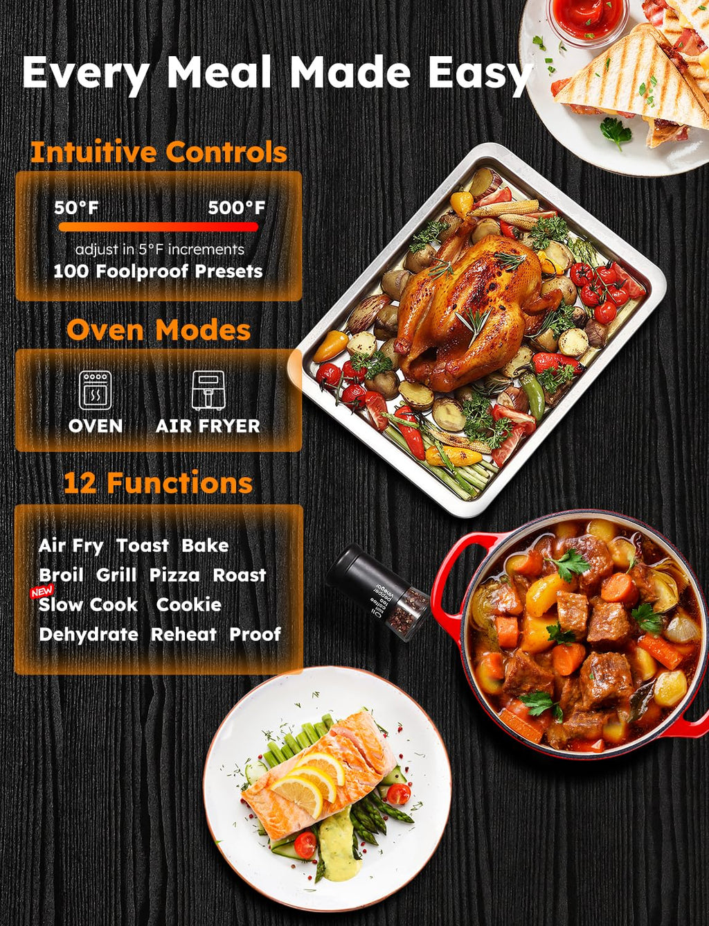 Nuwave Bravo XL Pro Air Fryer Toaster Oven, Improved 100% Super Convection