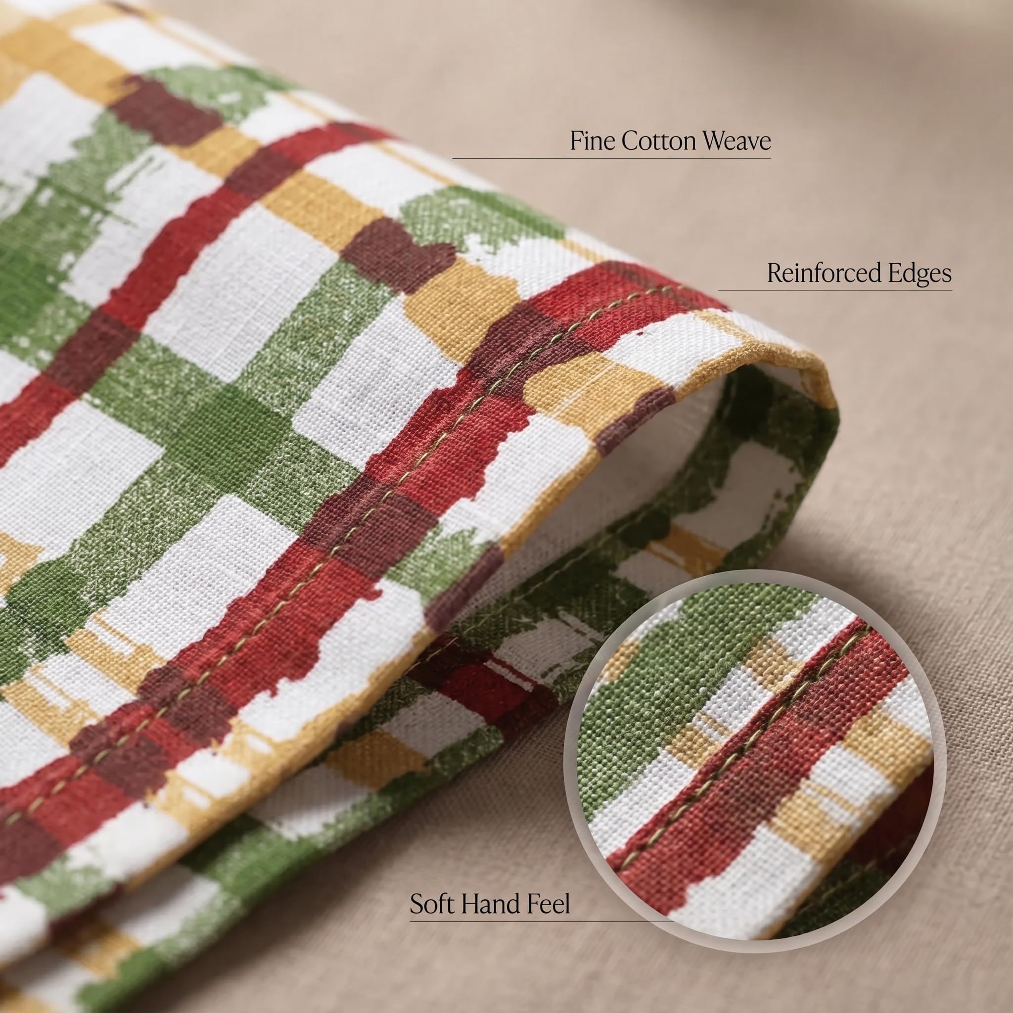 Urban Villa Cloth Napkins Cotton 20x20 (Set of 12) Check Print
