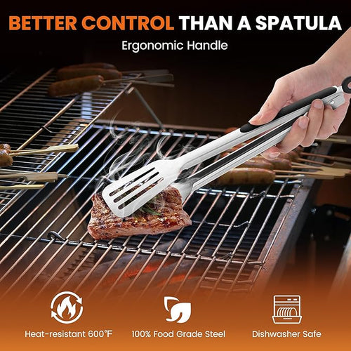 12-inch & 14-Inch Spatula Tongs for Cooking, Stainless Steel Kitchen Tongs