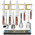 Zulay (12 Inch) Stainless Steel Magnetic Knife Holder For Wall - Powerful Knife Magnetic Strip With Extra Hanging Hooks - Wall Mount Magnetic Knife Strip & Organizer For Kitchen & Tools (Copper)