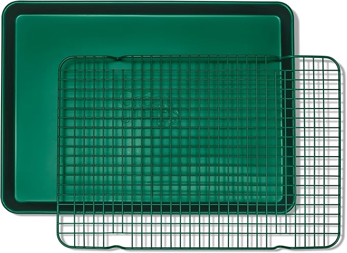 Great Jones Little Chill Wire Cooling Rack (Broccoli) | Nonstick Baking Rack, Heavy-Duty Aluminized Steel | Fits Quarter-Sheet Pans for Cooking and Baking | Oven-Safe 450°F, Dishwasher-Friendly