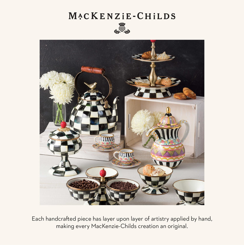MACKENZIE-CHILDS Supper Club 3-Piece Place Setting, Fork, Spoon, and Knife Dinner Flatware Set, Black-and-White Courtly Check