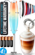 Zulay Kitchen Powerful Milk Frother Wand With Duracell Batteries - Ultra Fast Handheld Drink Mixer - Electric Whisk Foam Maker for Coffee, Lattes, Cappuccino & Matcha - Z1 Motor - Sunrise