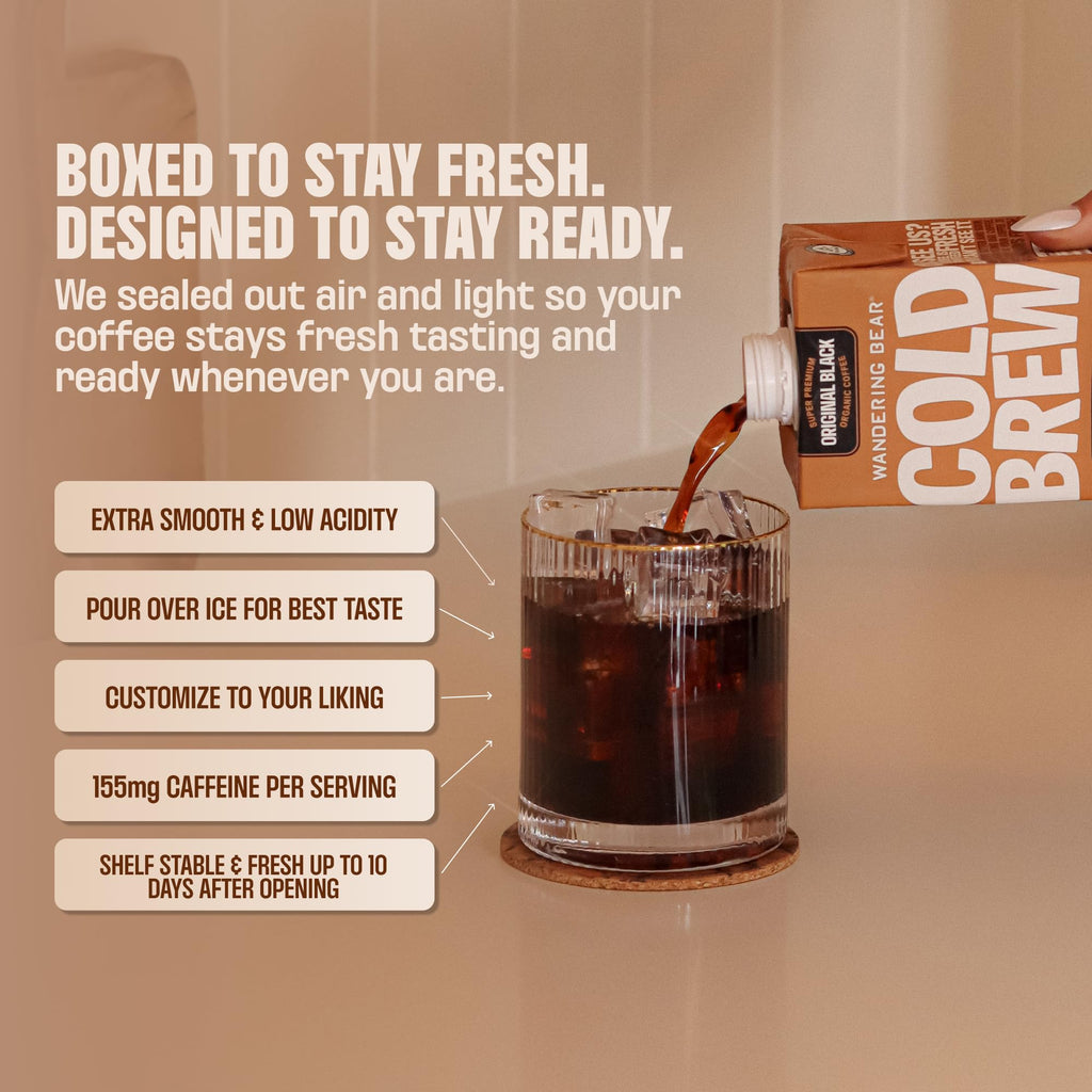 Wandering Bear Organic Vanilla Cold Brew Coffee - 32 fl oz, 6 Pack