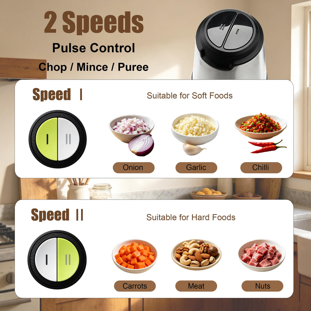Liebe&Lecker Electric Food Chopper, 350W Food Processor with 8-Cup Bowl