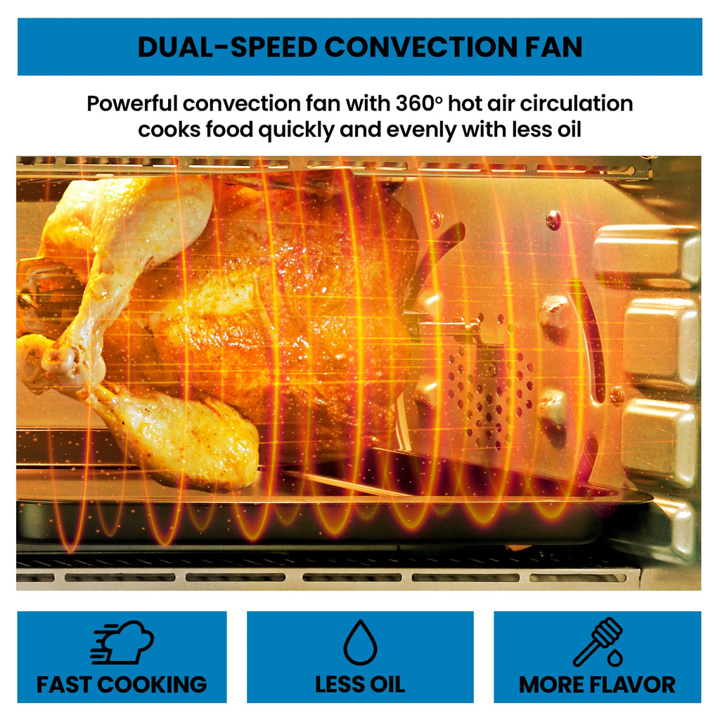 Kenmore Digital 11-In-1 Air Fryer Toaster Oven Combo 25 Qt Convection Rotisserie Dehydrator Bake Broil 1800 Watts 80°-450°F Temp Controls Top & Bottom Heater Adjustments Stainless Steel Large Capacity