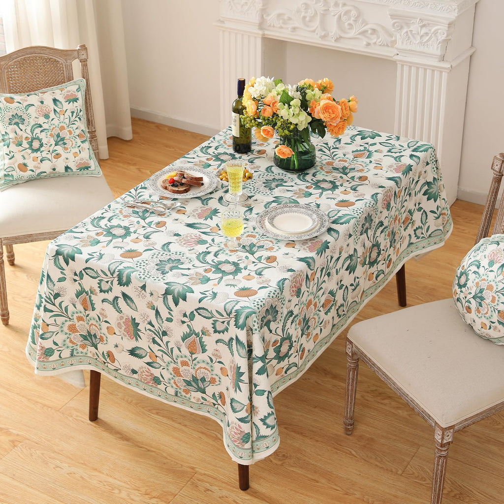 patdrea Vintage French Linen Tablecloth,Rectangular,110"x63"-Tree Life