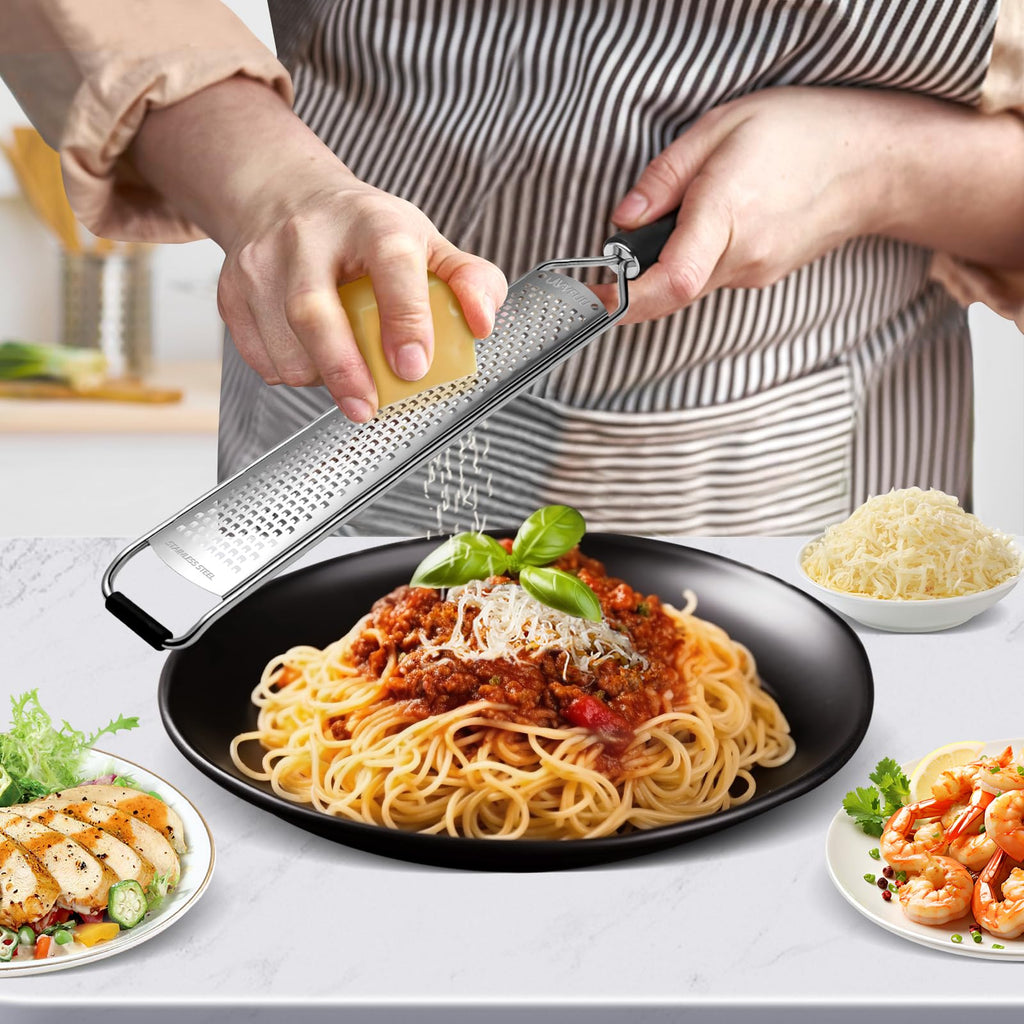 Lemon Zester and Cheese Grater with Protective Cover and Cleaning Brush