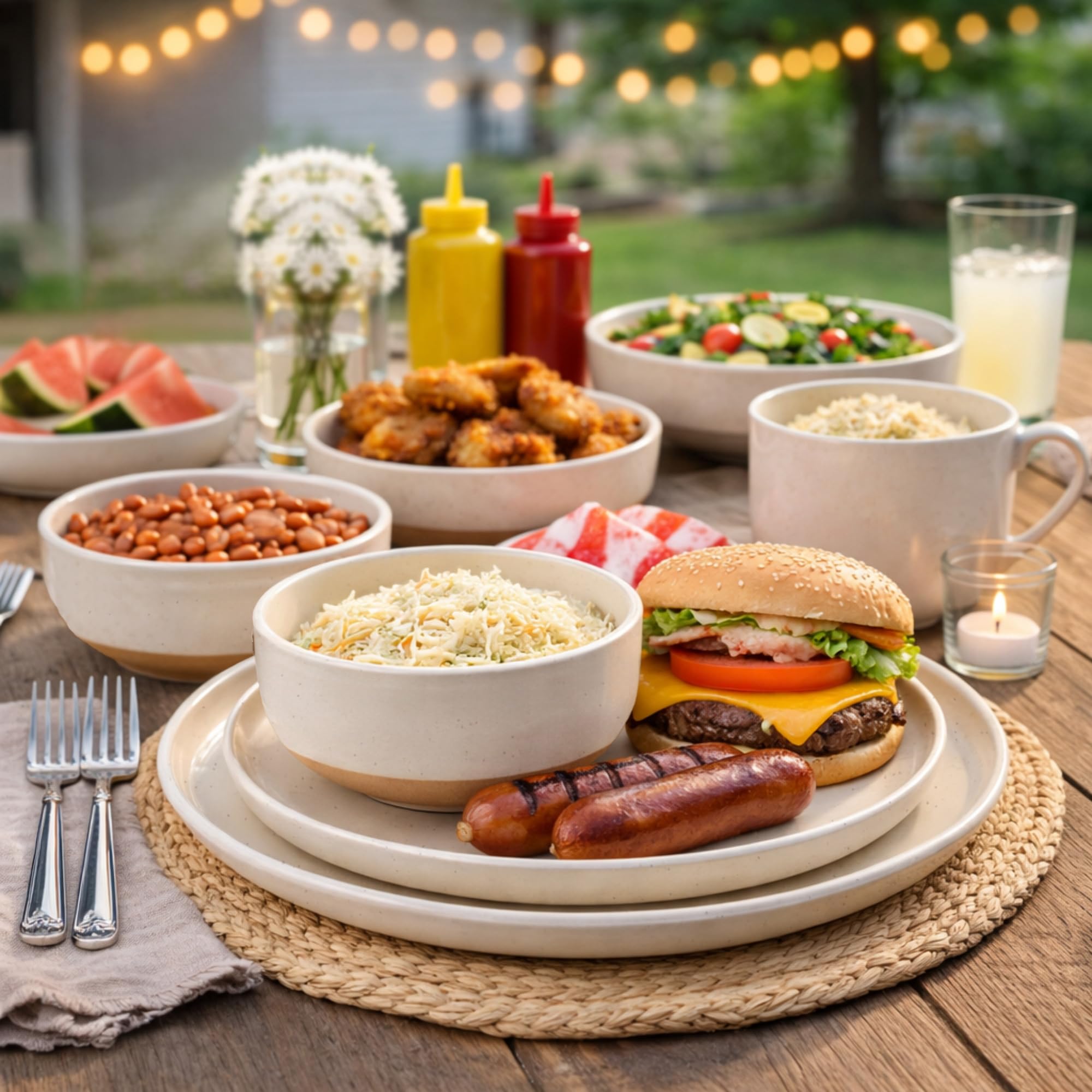 AmorArc Dinnerware Sets for 4, 12 Pieces Ceramic Plates and Bowls Set