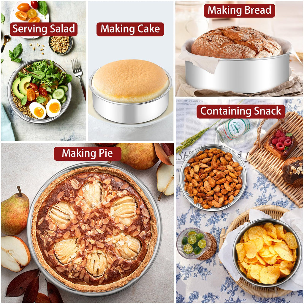 LIANYU 6 Inch Round Cake Pan, Stainless Steel Baking Layer Cake Pan Tin