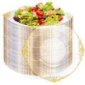 Joyido 100PCS Clear Gold Plastic Bowls - 12 oz Clear Disposable Salad Bowls - Heavy Duty Disposable Soup Bowl - Fancy Plastic Ice Cream Bowl for Weddings, Parties, Dinners, Picnics,