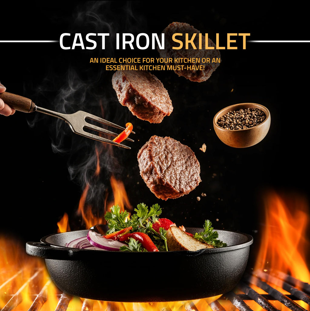 Utopia Kitchen Cast Iron Skillet 12 Inch Pre-Seasoned PFAS-Free Black