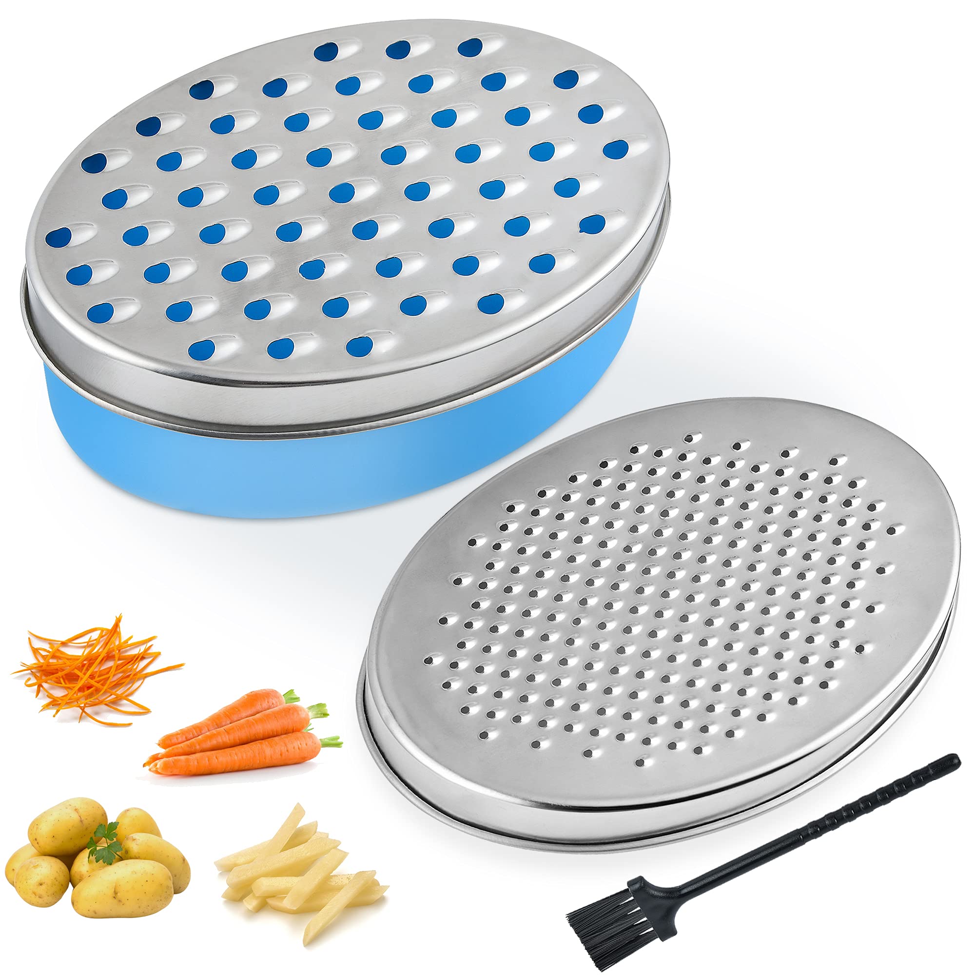 Akamino Cheese Grater, Grater Lemon with Food Storage Container & Lid Grinder Grater for kitchen - Perfect For Hard Parmesan, Ginger, Vegetables, Butter (Blue)
