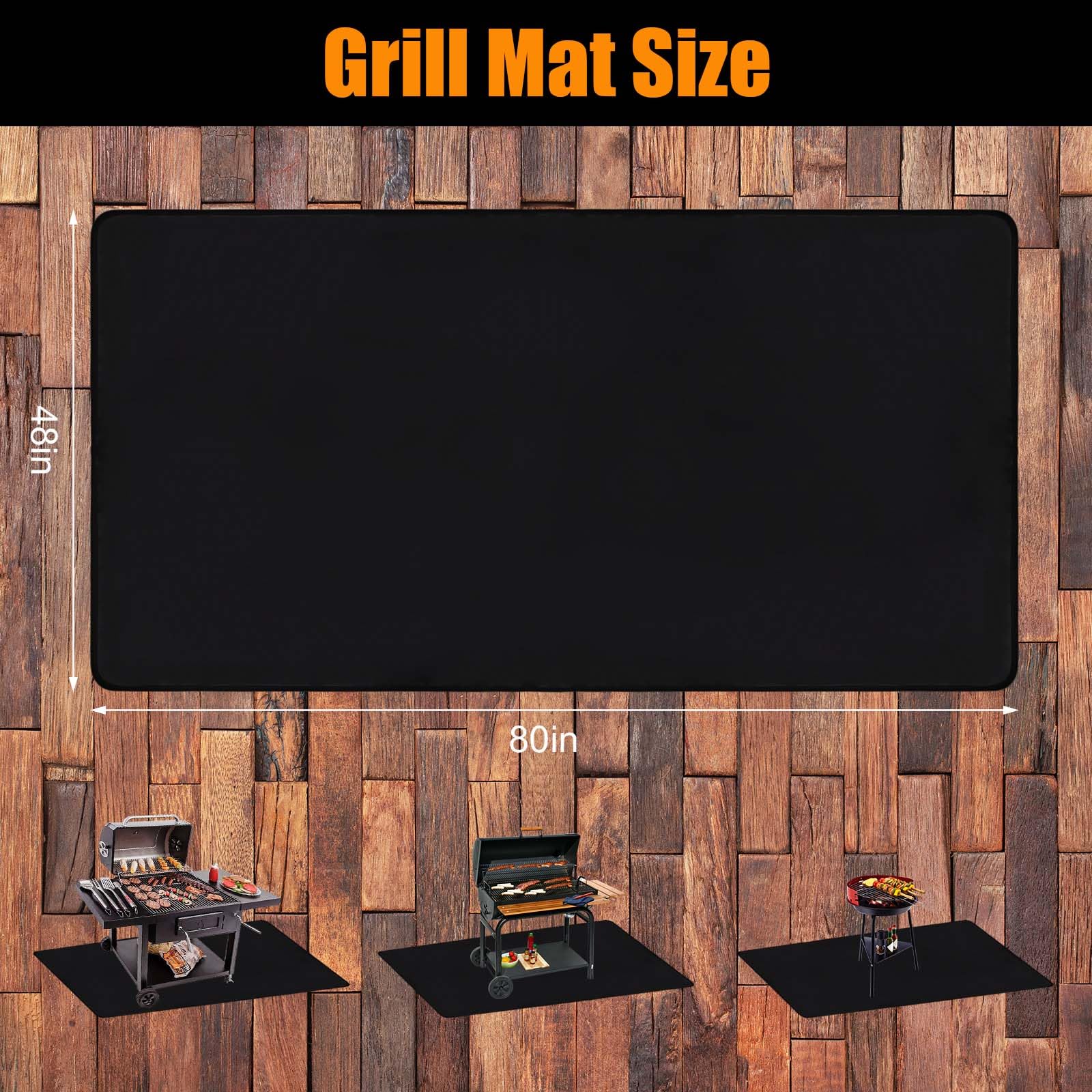 THMINS 80X48 Inches Extra Large Under Grill Mat for Outdoor Grill