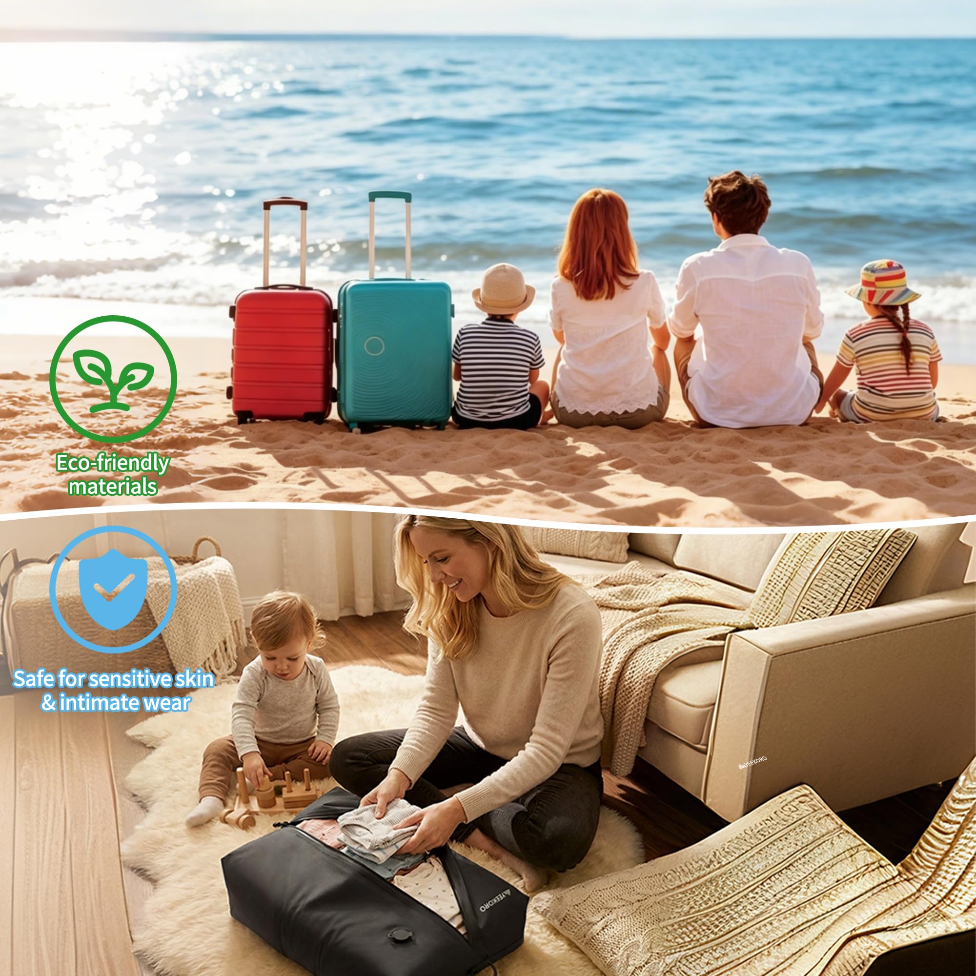 YEEKORO Vacuum Bag for Travel,IPX8 Waterproof Reusable Compression Bags