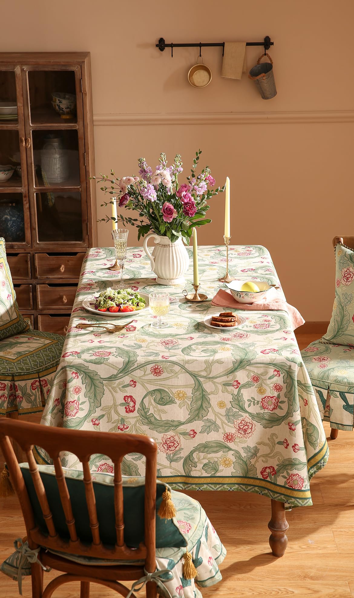 patdrea Vintage French Linen Tablecloth,Rectangular,110"x63"-Cecilia A