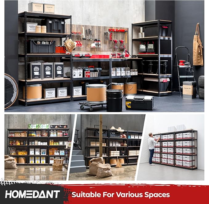 HOMEDANT 5-Tier Laminated Boltless Heavy Duty Metal Shelving Unit Adjustable Garage Storage Utility Rack Shelves Organization Multipurpose Shelf Warehouse Industrial 39.8" W x 18.2" D x 71.3" H 3Pack