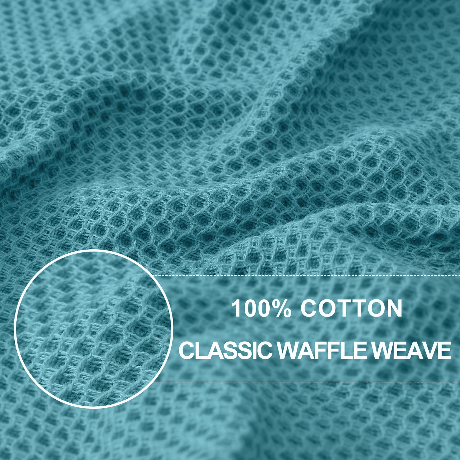 Homaxy 100% Cotton Waffle Weave Kitchen Dish Towels, Ultra Soft Absorbent Quick Drying Cleaning Towel, 13 x 28 Inches, 4-Pack, Lake Blue