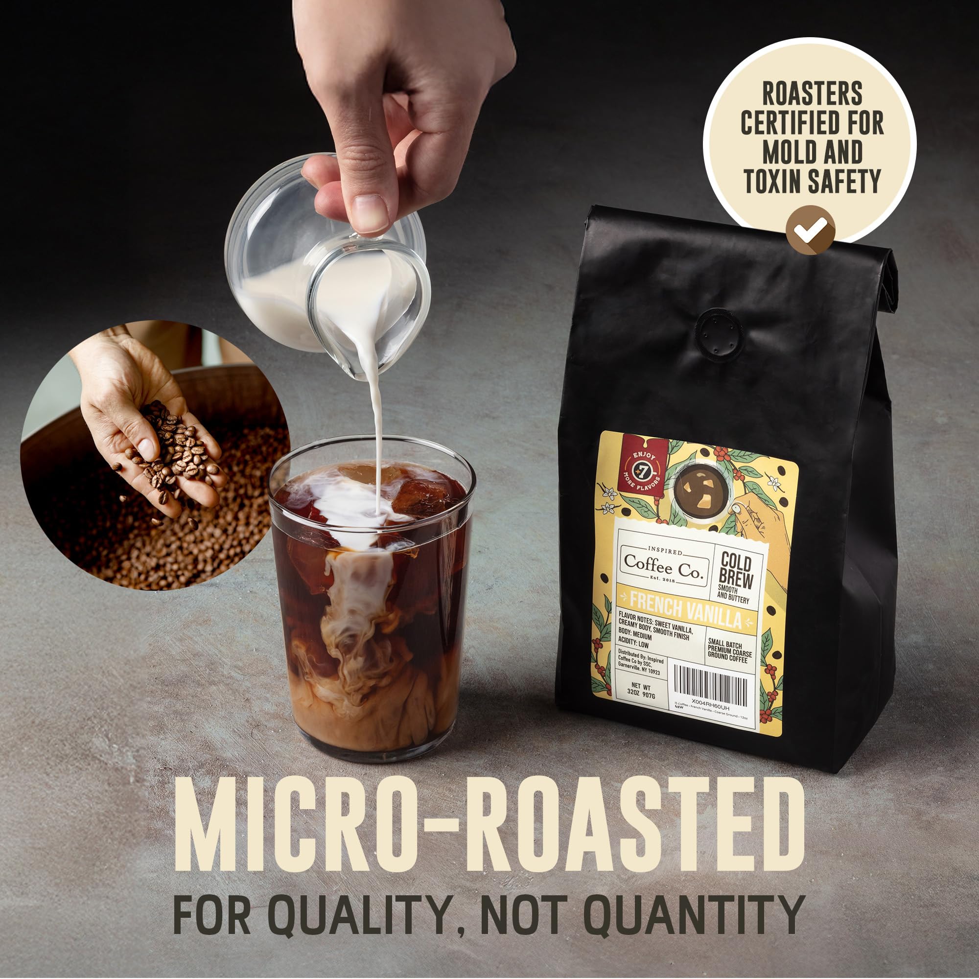 French Vanilla - 2 lb bag - Flavored Cold Brew Coffee - Inspired Coffee Co. - Coarse Ground Coffee