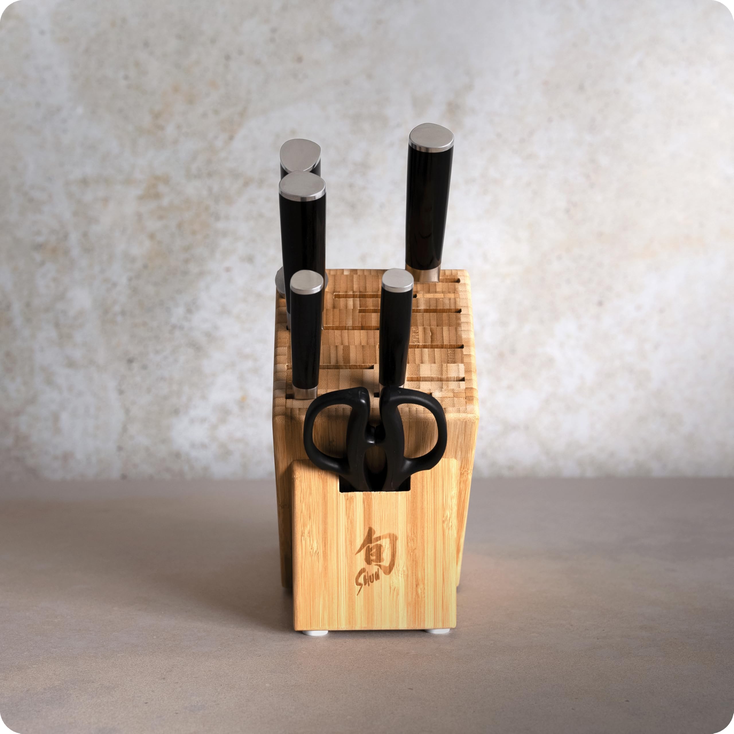 Shun Classic 7 Piece Essential Block Set, Includes 8" Chef, 3.5" Paring, 6" Utility, 9" Bread Knives & Herb Shears, Handcrafted Japanese Knife Block Set, Pakkawood Handles