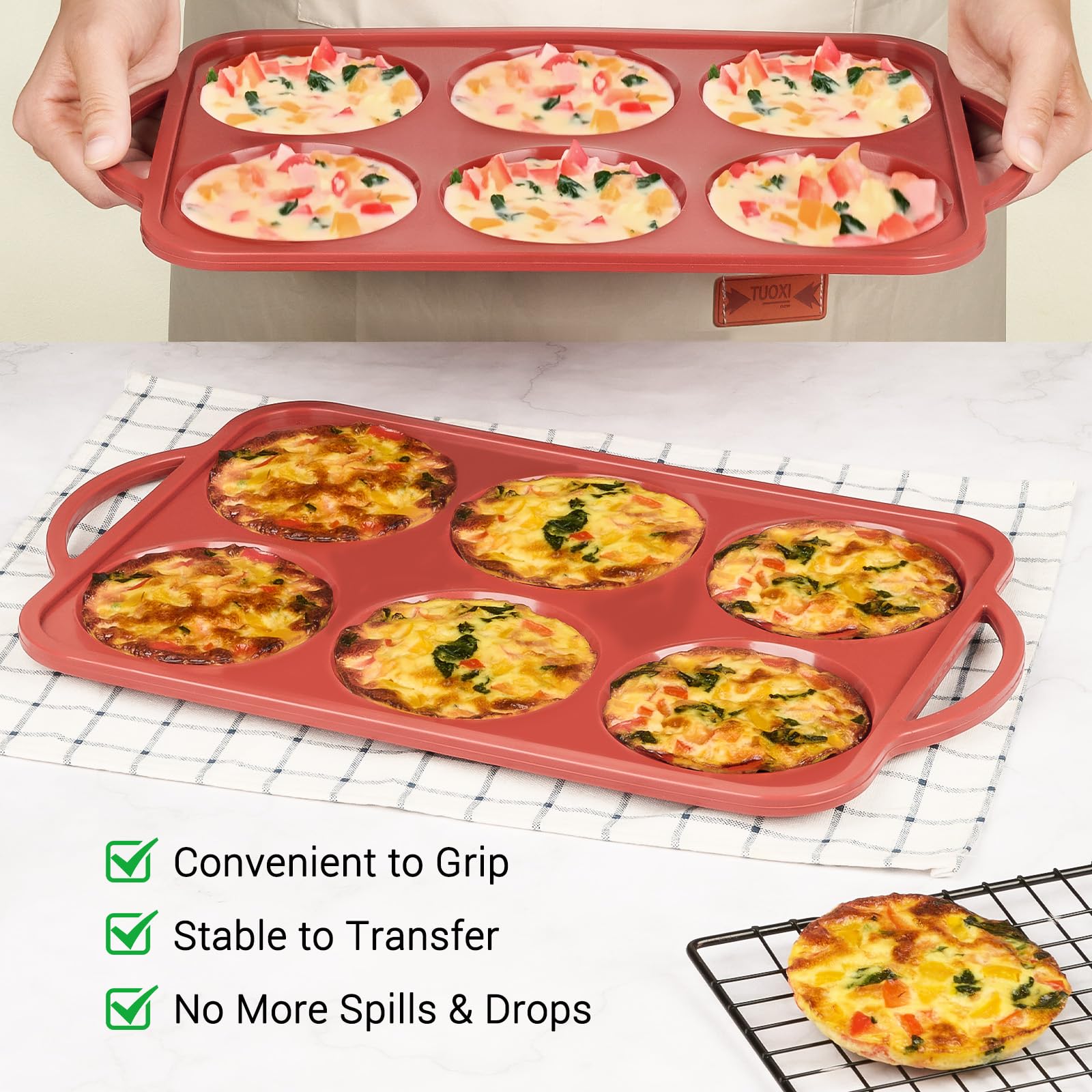 JOERSH Jumbo Silicone Muffin Top Pan with Metal Frame, 2 Pack, 4 Inch