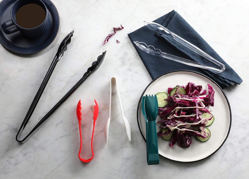 New Star Foodservice 35551 Utility Tong, High Heat Plastic, Scalloped, 12 inch, Set of 12, White