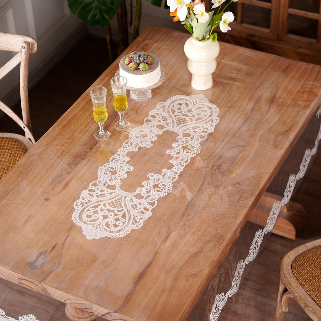 Artbloss Clear Table Cover Protector Rectangle Vinyl Table Cloth, 52" x 70"