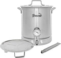 BREWSIE Stainless Steel Home Brew Kettle w/Dual Filtration. Equip with False Bottom Thermometer and Ball Valve for Brewing (16 Gal/ 64 QT)…
