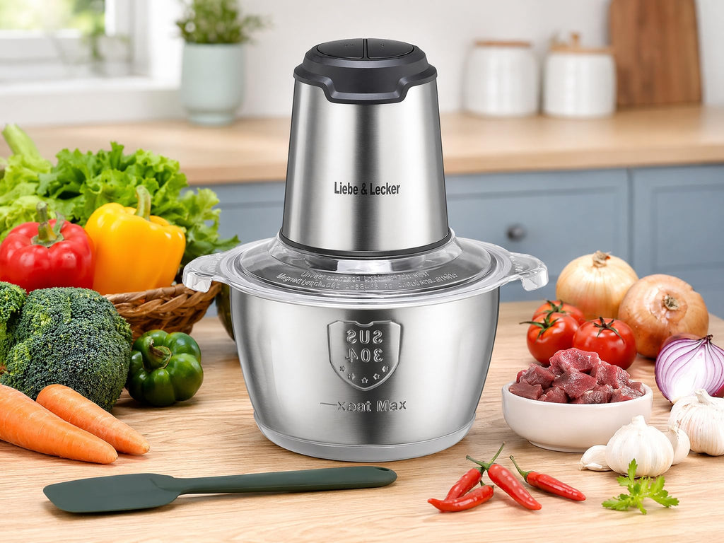 Liebe&Lecker Electric Food Chopper, 350W Food Processor with 8-Cup Bowl