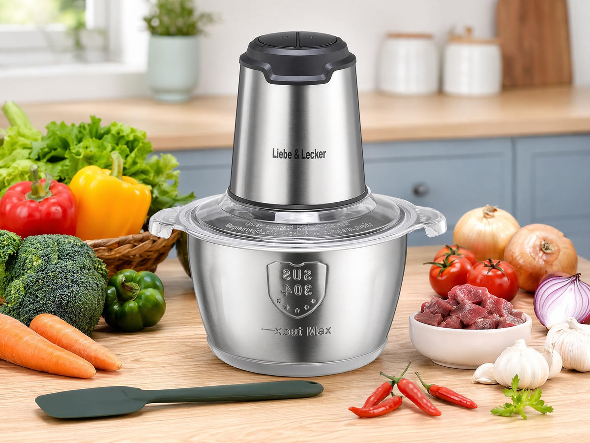 Liebe&Lecker Electric Food Chopper, 350W Food Processor with 8-Cup Bowl