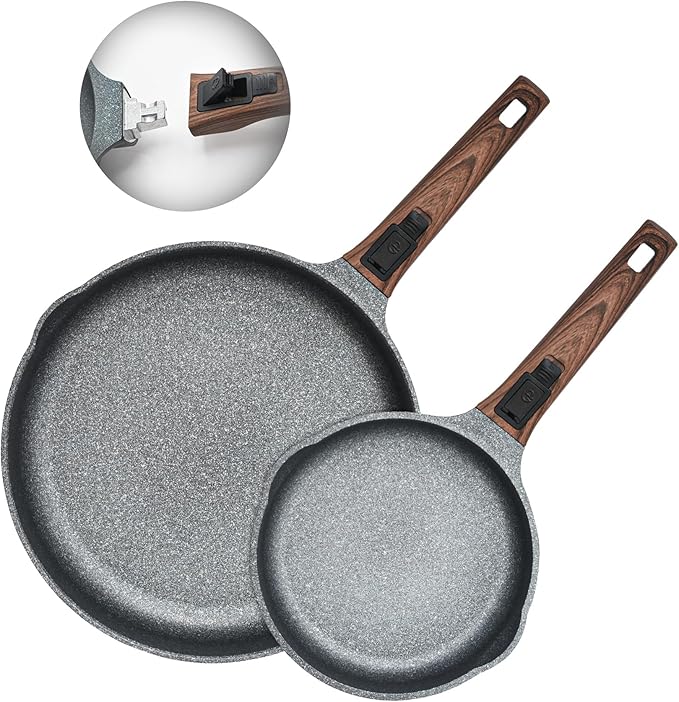 Bakoniion 10 Inch Smart Nonstick Frying Pan with Removable Handle,Cast Aluminum and Anti-Scratch Skillet, Compatible with All Stovetops,Dishwasher and Oven Safe