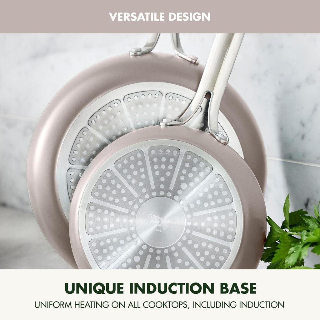 GreenPan Nova 8” & 10” 2 Piece Frying Pan Skillet Set, Oprah’s Favorite Things 2024, Induction Suitable PFAS-Free Nontoxic Ceramic Nonstick, Dishwasher & Oven Safe, Quick Even Heating, Clay