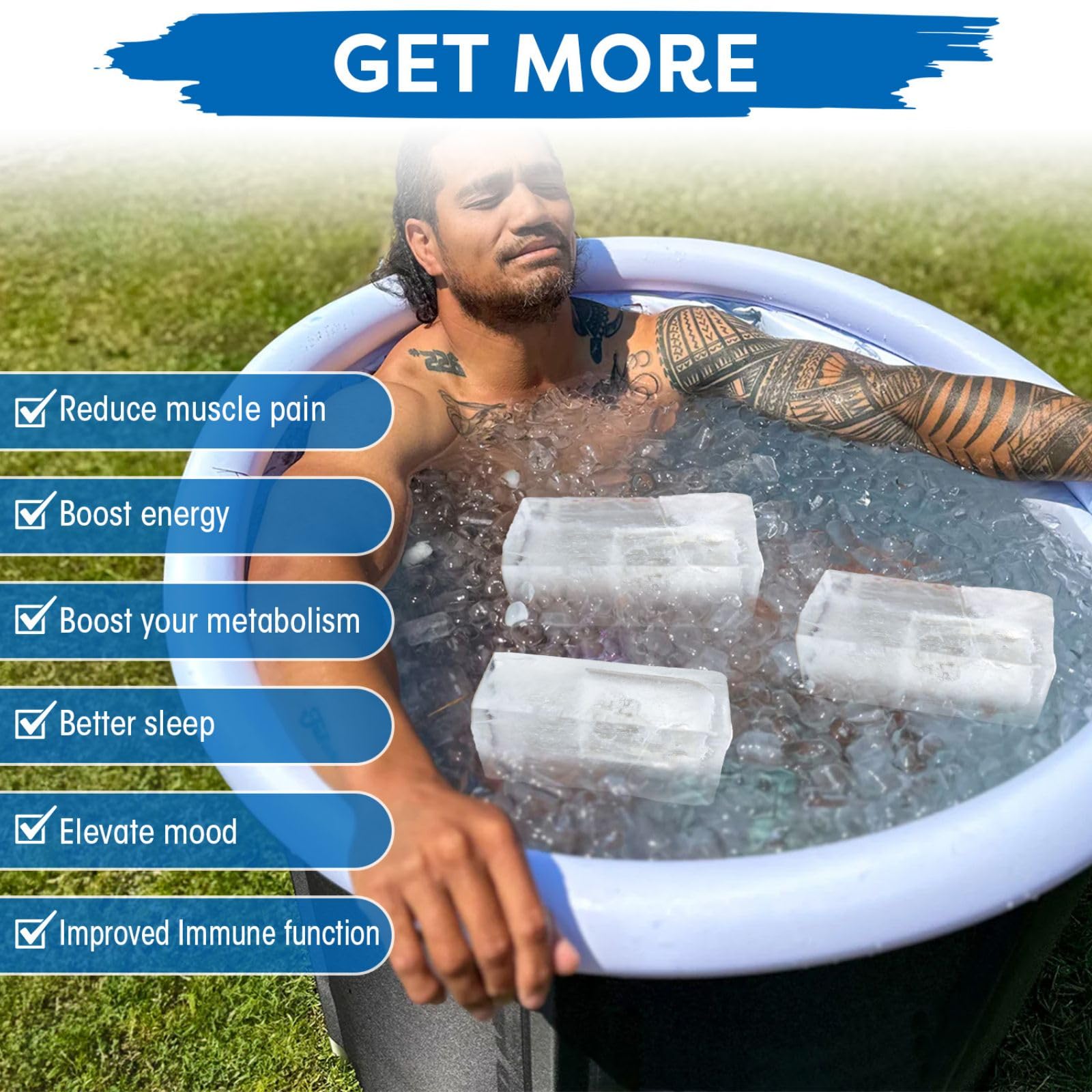 Haldane 5PC Extra Large Ice Block Mold 15LB Ice Cube Bricks Maker Molds for Cold Plunge/Coolers, Reusable Ice Bath Water Chiller, Thick Silicone Ice Bath Accessories Blue