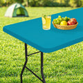 homing Rectangle Table Cloth Cover, Waterproof Polyester Elastic Fitted Tablecloth, Fits for 6 Foot Folding Tables, Washable Table Protector for Picnic, Camping, Outdoor (Teal, 30" x 72")