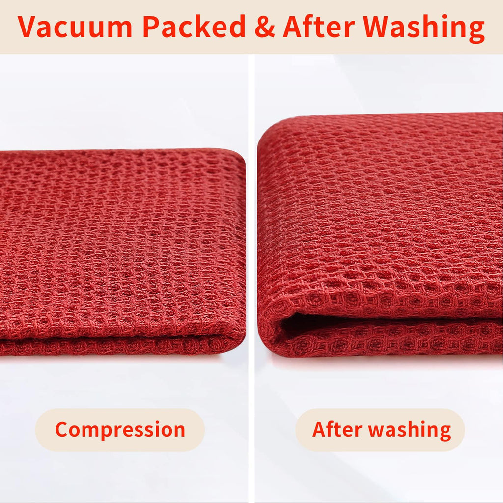 Homaxy 100% Cotton Waffle Weave Kitchen Dish Cloths, Ultra Soft Absorbent Quick Drying Dish Towels, 12 x 12 Inches, 6-Pack, Brick Red
