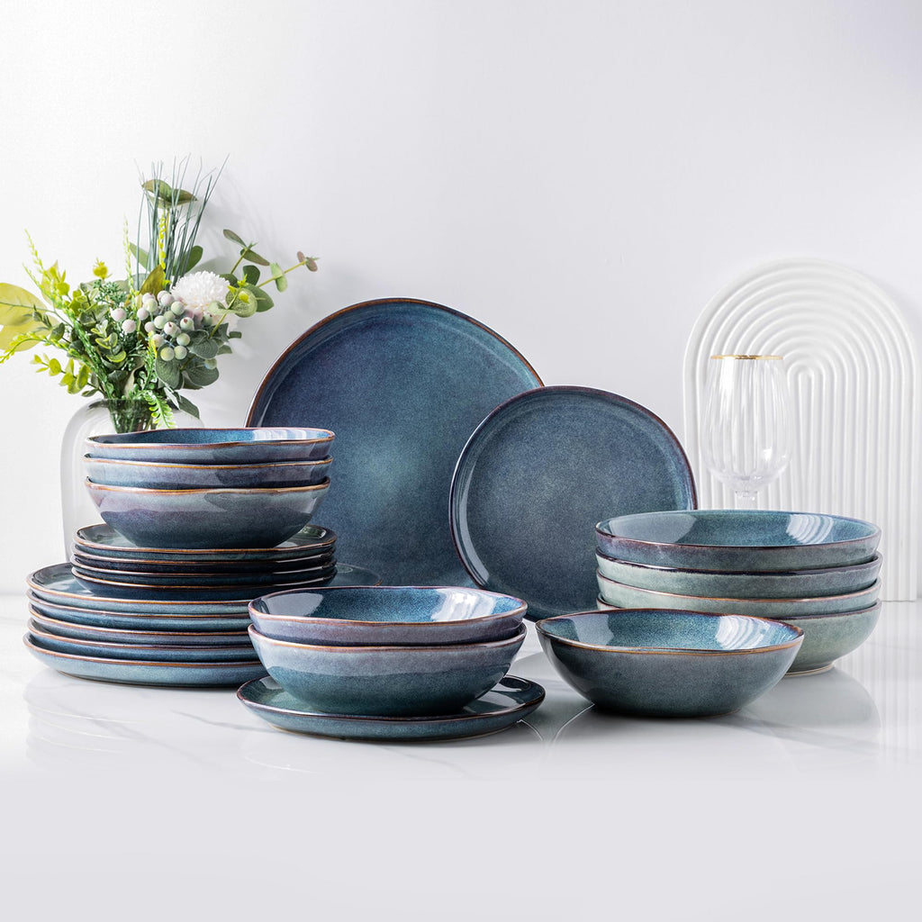 AmorArc Ceramic Dinnerware Sets for 8, 24Pcs Plates and Bowls Sets Dishes